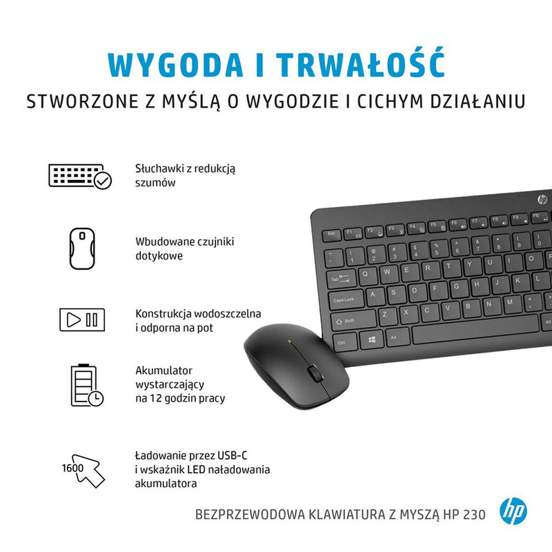 Keyboard and Mouse HP 18H24AA Black-1