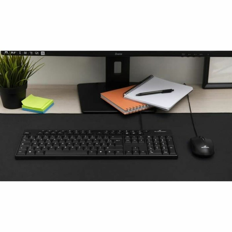 Keyboard and Mouse Bluestork MEDIA OFFICE Black AZERTY-1