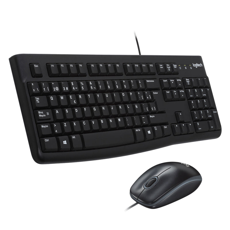 Keyboard and Mouse Logitech MK120 Black Spanish Qwerty-0