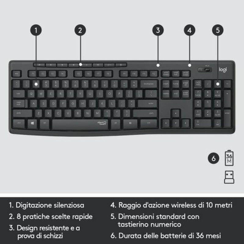 Keyboard Logitech Black Spanish Qwerty-4