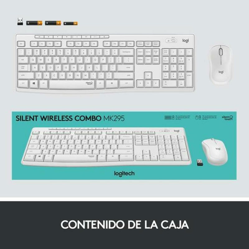 Keyboard and Mouse Logitech MK295 White Spanish Qwerty-1