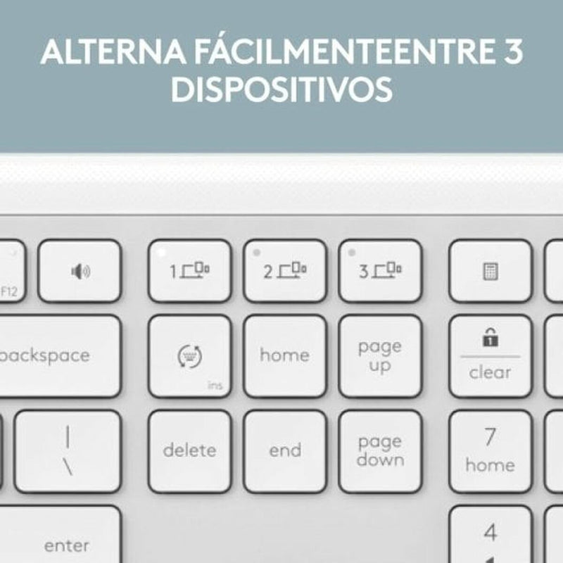 Keyboard Logitech White Spanish Qwerty QWERTY-3