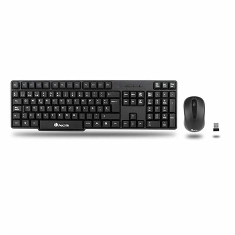 Keyboard and Mouse NGS NGS-KEYBOARD-0358 Black QWERTY Qwerty US Wireless-0