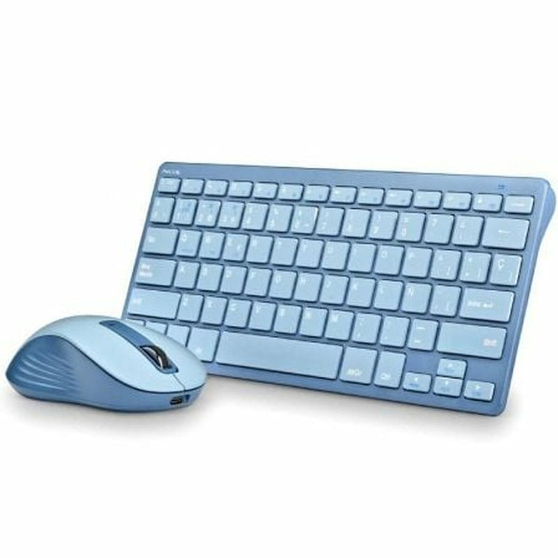 Keyboard and Mouse NGS FANTASYKITBLUE Spanish Qwerty Blue Pink-0