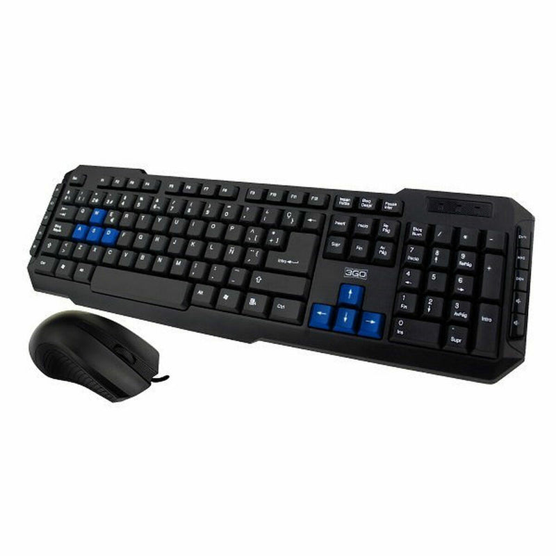 Keyboard and Mouse 3GO COMBODRILE2 Black Spanish Qwerty French-0