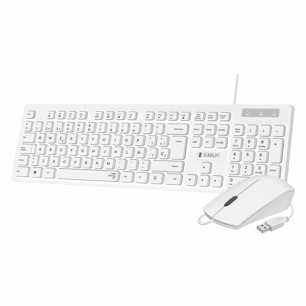 Keyboard and Mouse Subblim SUBKBC-CSSK02 White Spanish Qwerty QWERTY-0