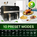 Comfy Nest CN-AFD45NB: 2400W musta digitaalinen ilmakeitin kaksoiskorilla – 9L