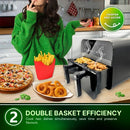 Comfy Nest CN-AFD45NB: 2400W musta digitaalinen ilmakeitin kaksoiskorilla – 9L