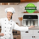 Comfy Nest CN-AFD45NS: 2400 W:n digitaalinen ruostumattomasta teräksestä valmistettu ilmakeitin, jossa on kaksi koria – 9 l