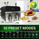 Comfy Nest CN-AFD45NS: 2400 W:n digitaalinen ruostumattomasta teräksestä valmistettu ilmakeitin, jossa on kaksi koria – 9 l