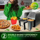 Comfy Nest CN-AFD45NS: 2400 W:n digitaalinen ruostumattomasta teräksestä valmistettu ilmakeitin, jossa on kaksi koria – 9 l