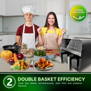 Comfy Nest CN-AFD45WB: 2400 W:n musta digitaalinen ilmakeitin, jossa on kaksi koria ja ikkuna – 9 l