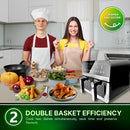 Comfy Nest CN-AFD45WS – 2400 W digitaalinen ilmakeitin, 2 ruostumatonta koria, ikkuna, 9 L