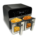 Comfy Nest CN-AFD45WS – 2400 W digitaalinen ilmakeitin, 2 ruostumatonta koria, ikkuna, 9 L