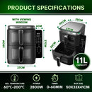 Comfy Nest CN-06184 – 2800W Kaksikori-ilmakeitin ikkunalla ja sivupaneelilla – 11L