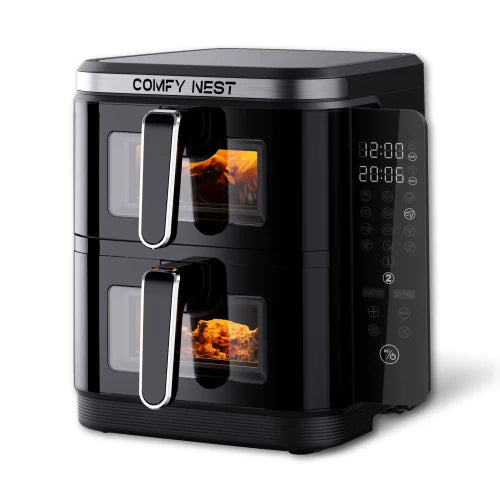 Comfy Nest CN-06184 – 2800W Kaksikori-ilmakeitin ikkunalla ja sivupaneelilla – 11L