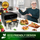 Comfy Nest CN-AFD45NS: 2400 W:n digitaalinen ruostumattomasta teräksestä valmistettu ilmakeitin, jossa on kaksi koria – 9 l