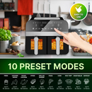 Comfy Nest CN-AFD45WB: 2400 W:n musta digitaalinen ilmakeitin, jossa on kaksi koria ja ikkuna – 9 l