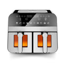 Comfy Nest CN-AFD45WS – 2400 W digitaalinen ilmakeitin, 2 ruostumatonta koria, ikkuna, 9 L