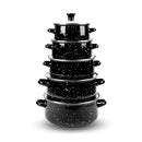 Herzberg HG-04128: 10 Pieces Enamel Kitchen Cooking Pot and Casserole with Glass Lid