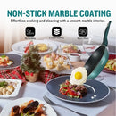 Herzberg HG-METBL15: 15-osainen keittiövälineistö marmoripinnoitteella, metallinhohtava sininen