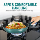 Herzberg HG-METBL15: 15-osainen keittiövälineistö marmoripinnoitteella, metallinhohtava sininen