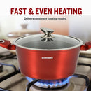 Herzberg HG-METRD15: 15-osainen marmoroitu keittoastiasetti, kiiltävän punainen