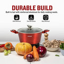 Herzberg HG-METRD15: 15-osainen marmoroitu keittoastiasetti, kiiltävän punainen