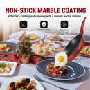 Herzberg HG-METRD15: 15-osainen marmoroitu keittoastiasetti, kiiltävän punainen