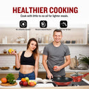 Herzberg HG-METRD15: 15-osainen marmoroitu keittoastiasetti, kiiltävän punainen