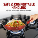 Herzberg HG-METRD15: 15-osainen marmoroitu keittoastiasetti, kiiltävän punainen