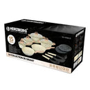 Herzberg HG-WDMRB15: 15-osainen keittiövälineistö graniittipinnoitteella ja puukahvoilla