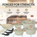 Herzberg HG-WDMRB15: 15-osainen keittiövälineistö graniittipinnoitteella ja puukahvoilla