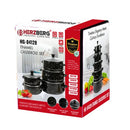 Herzberg HG-04128: 10 Pieces Enamel Kitchen Cooking Pot and Casserole with Glass Lid