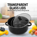 Herzberg HG-04128: 10 Pieces Enamel Kitchen Cooking Pot and Casserole with Glass Lid