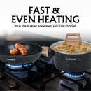 Herzberg HG-WDMRB15: 15-osainen keittiövälineistö graniittipinnoitteella ja puukahvoilla