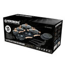 Herzberg HG-WDMRB15: 15-osainen keittiövälineistö graniittipinnoitteella ja puukahvoilla